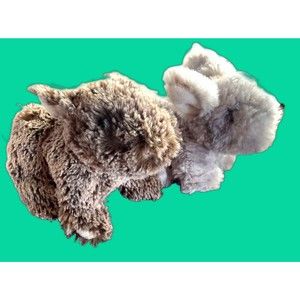 Douglas Plush Rabbit Lot 2 Furry Bunnies Gray Brwn Bunny Stuffed Toys Realistic